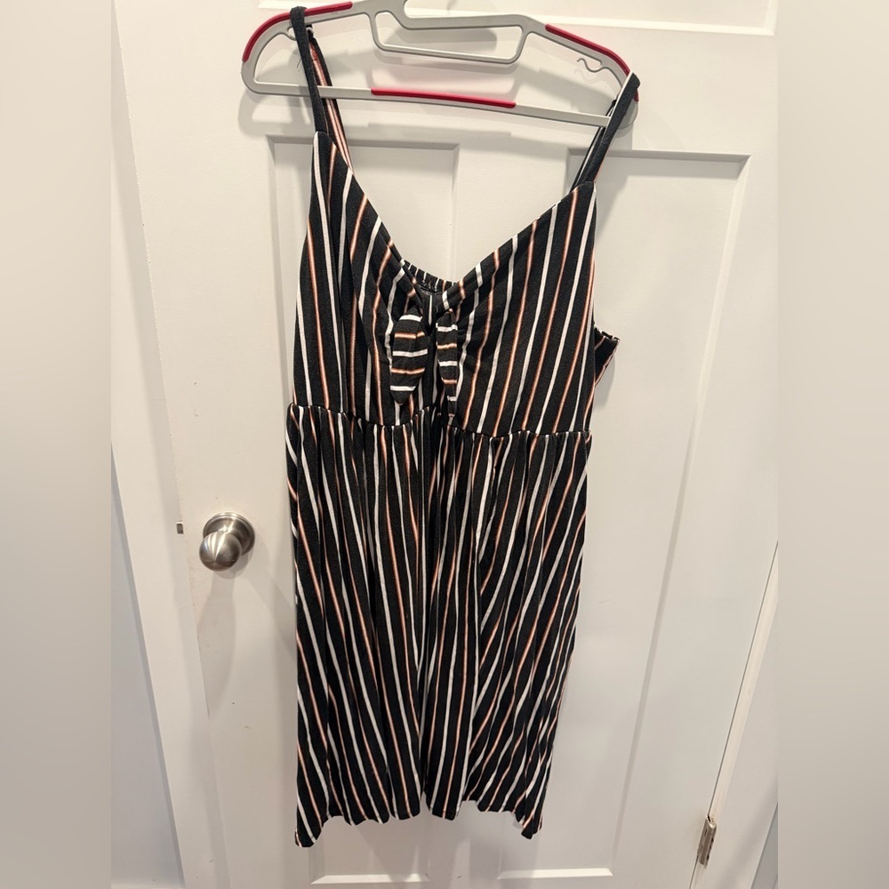 Torrid Striped Dress Size 3 Black Sleeveless Tie Front Plus Size